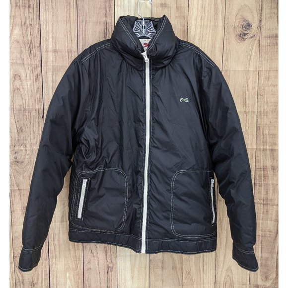 LE TIGRE Vtg Y2K Black Nylon Boxy Down Puffer Coat - Picture 1 of 8